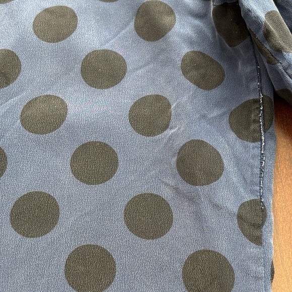 100%Silk Blue Polka Dot Shift Dress Sz‎ L Preppy Old Money Classic Tradwife Norm - Picture 3 of 16